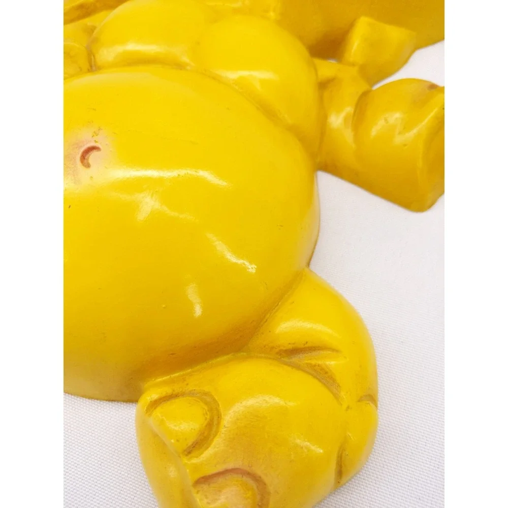 Homco Wall Plaques Yellow Vintage 1973 Elephant Nursery Decor Set of 2
